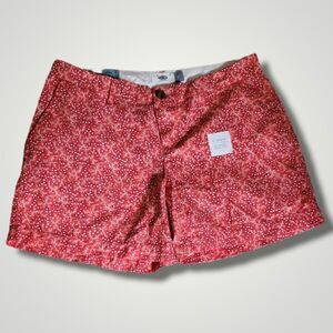 NWT Old Navy Shorts Red Orange White Stars Cotton Khakis 5" Inseam